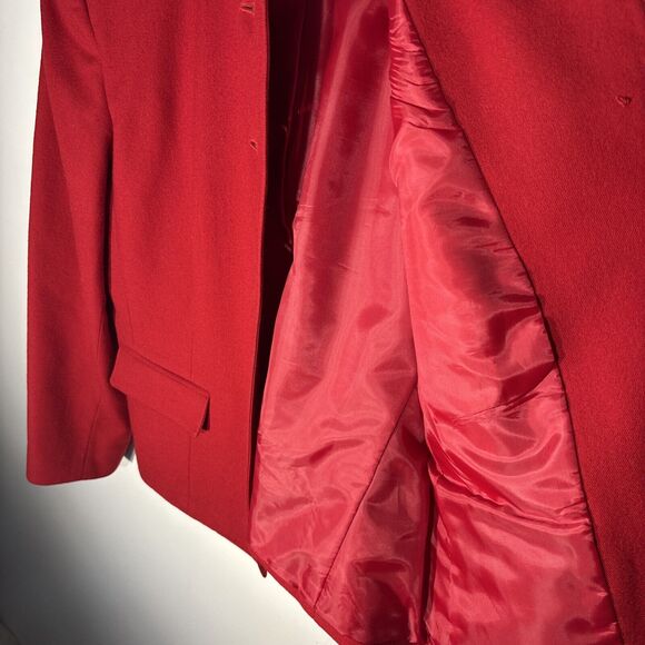 VTG 80's Talbots Womens 100% Wool Red Jacket Blazer Golden Buttons Hong Kong Sz8 - Picture 13 of 14